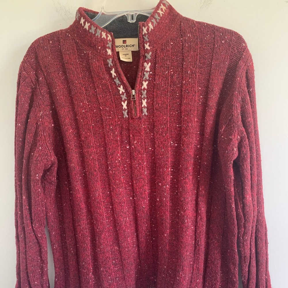 Woolrich 1/4 Zip Sweater Ruby Heather Womens Med.
